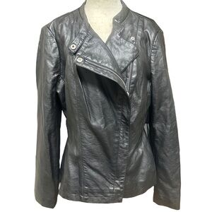 Black Faux Leather Peplum Jacket L